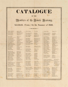 1816 litchfield female academy catalogue